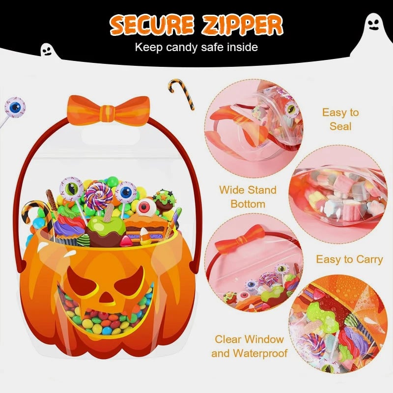 🎃10/30/50 Pcs Halloween Plastic Goodie Bags, Trick or Treat Candy Bags