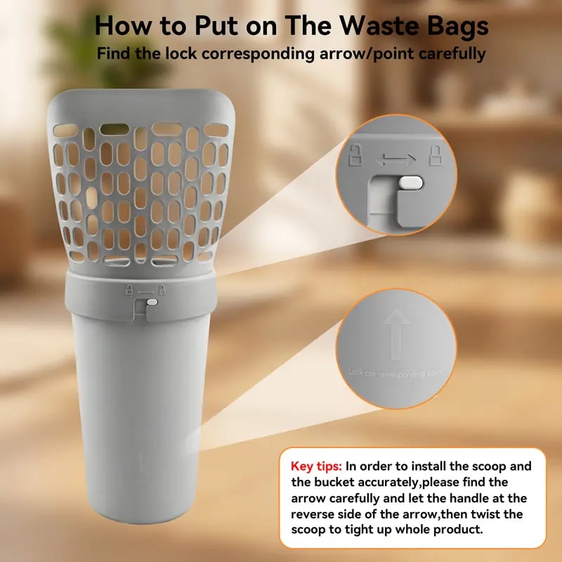 🎉Recogedor de arena para gatos con soporte, sistema 2 en 1 desmontable de criba y caja de basura con bolsas de recambio