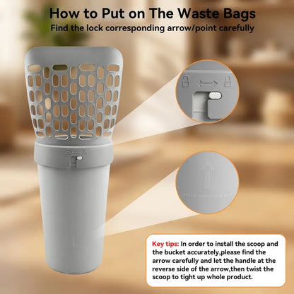 🎉Recogedor de arena para gatos con soporte, sistema 2 en 1 desmontable de criba y caja de basura con bolsas de recambio