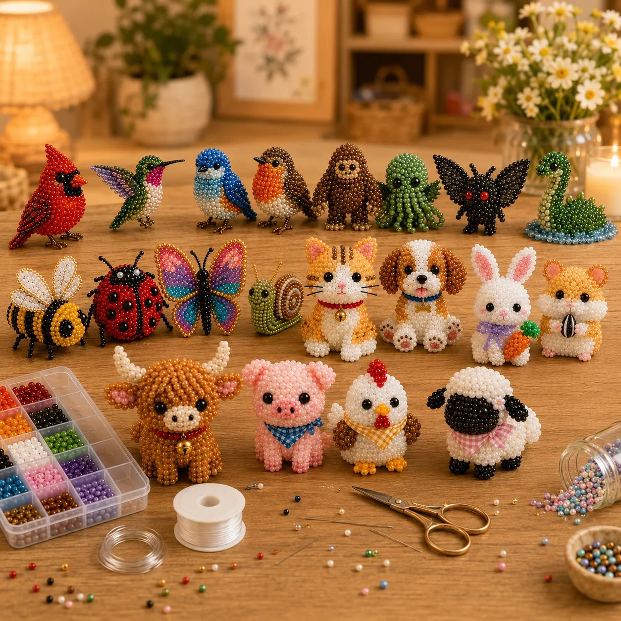 🔥🧵✨ Kit DIY de Animales con Cuentas 3D Pequeños (Producto sin terminar)