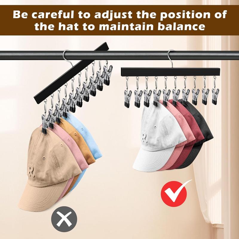 Semi-enclosed wooden hat rack with 12 stainless steel clips