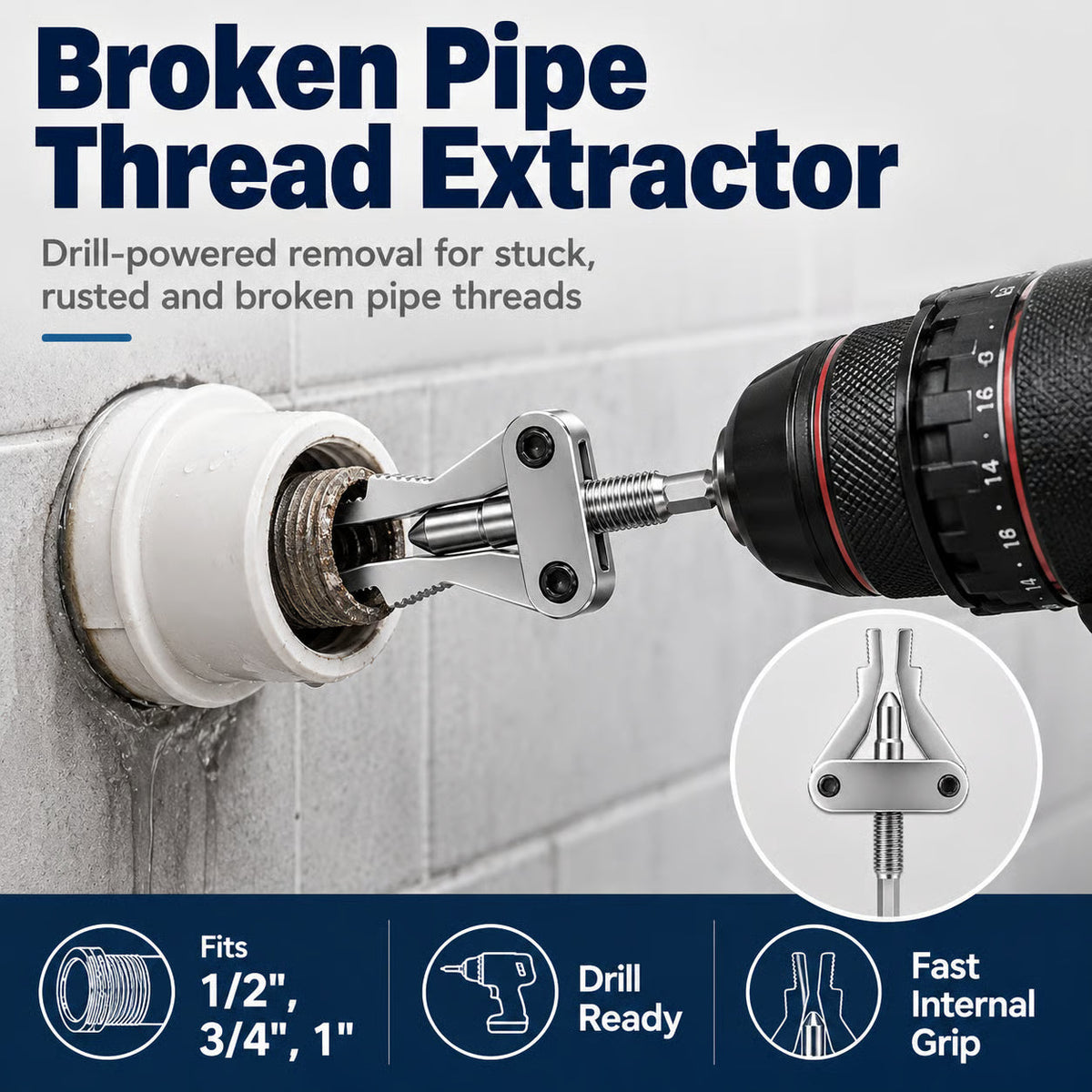 🔥HOT SALE🔥🛠️ Broken Pipe Thread Extractor | Fast Drill-Powered Broken Fitting Removal Tool