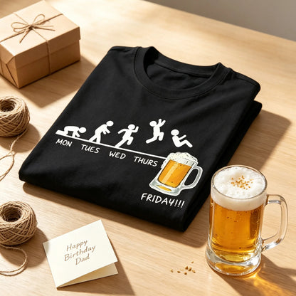 🍻 Weekday Mood Beer Graphic Tee | Funny Working Week Humour Shirt For Pub & Weekend Lovers