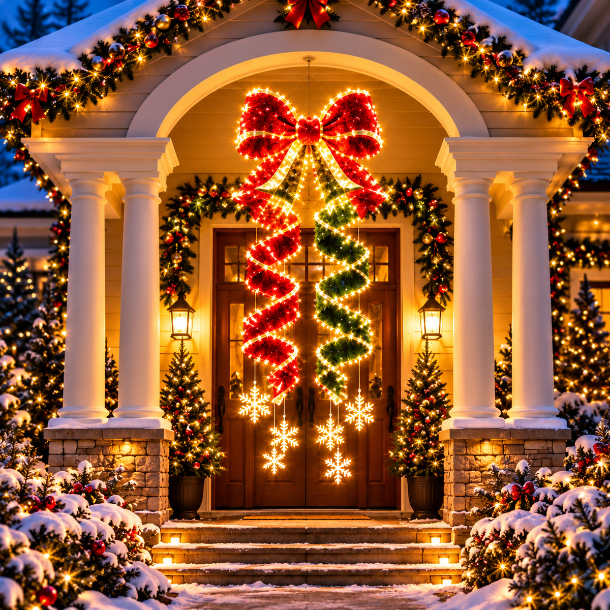 Giant Lighted Christmas Bow Hanging Decoration