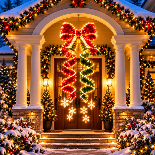 Giant Lighted Christmas Bow Hanging Decoration