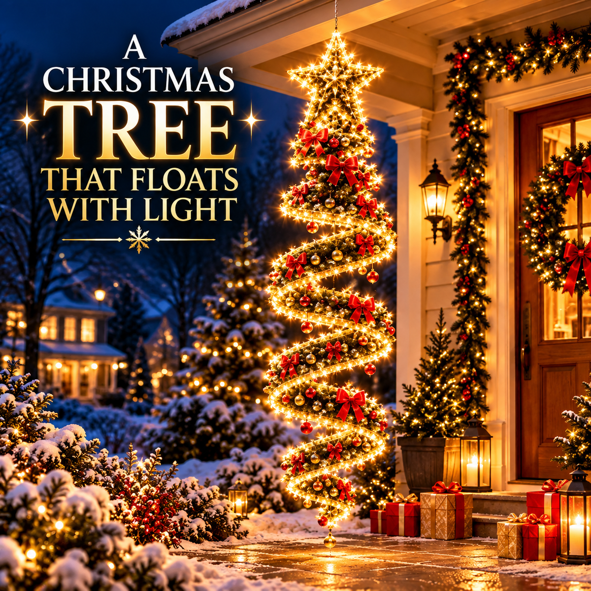 Giant Lighted Christmas Bow Hanging Decoration
