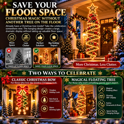 Giant Lighted Christmas Bow Hanging Decoration