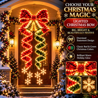 Giant Lighted Christmas Bow Hanging Decoration