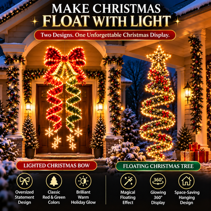 Giant Lighted Christmas Bow Hanging Decoration