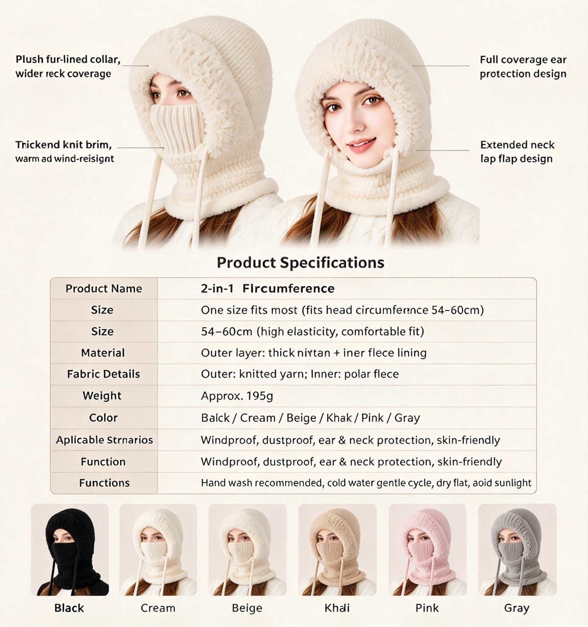 Stay Cozy and Stylish This Winter ❄️2026 Women's Fleece Hooded Winter Cycling Mask and Hat for Cold Weather