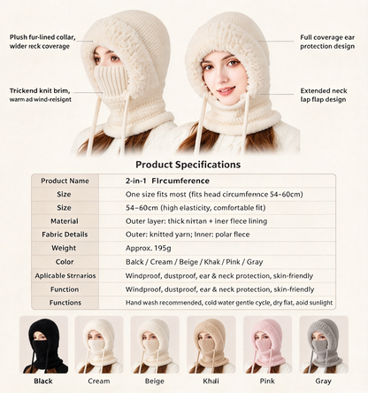 Stay Cozy and Stylish This Winter ❄️2026 Women's Fleece Hooded Winter Cycling Mask and Hat for Cold Weather