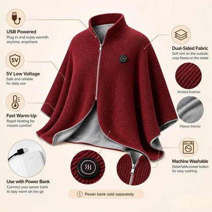 🔥Christmas Sale 50% OFF❄️Portable Soft Zipper Electric Heated Blanket Shawl☀️Warm the entire winter