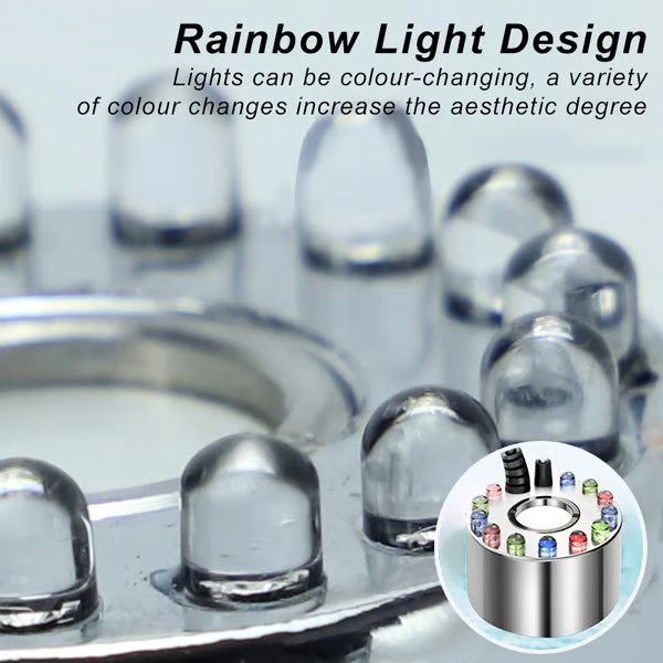 🥳2026 HOT SALE🥳💞50K+ SOLD! 🎃✨ 50% OFF! 12-LED Ultrasonic Mist Maker Fogger – Creates cool mist & colourful lights for Halloween décor, humidifiers & fountains. Quiet operation – just plug & play! 👻💧