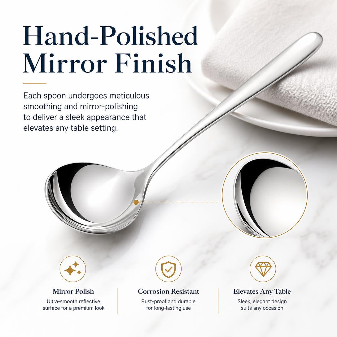 🍲✨ Stainless Steel Soup Spoon Set