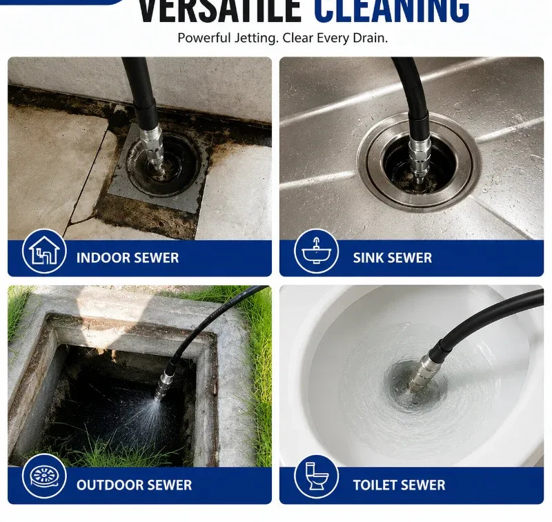 Stainless Steel Sewer Jetter Nozzle – 1/4' Quick Connect Drain Cleaning Attachment for Pressure Washers