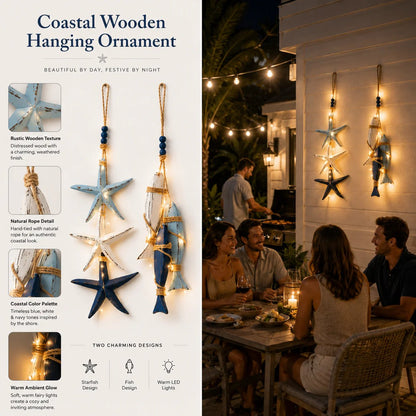 ⭐2026 OFERTA ESPECIAL🐟🌊Decoración Colgante de Estrella de Mar y Pez de Madera Iluminada Estilo Costero