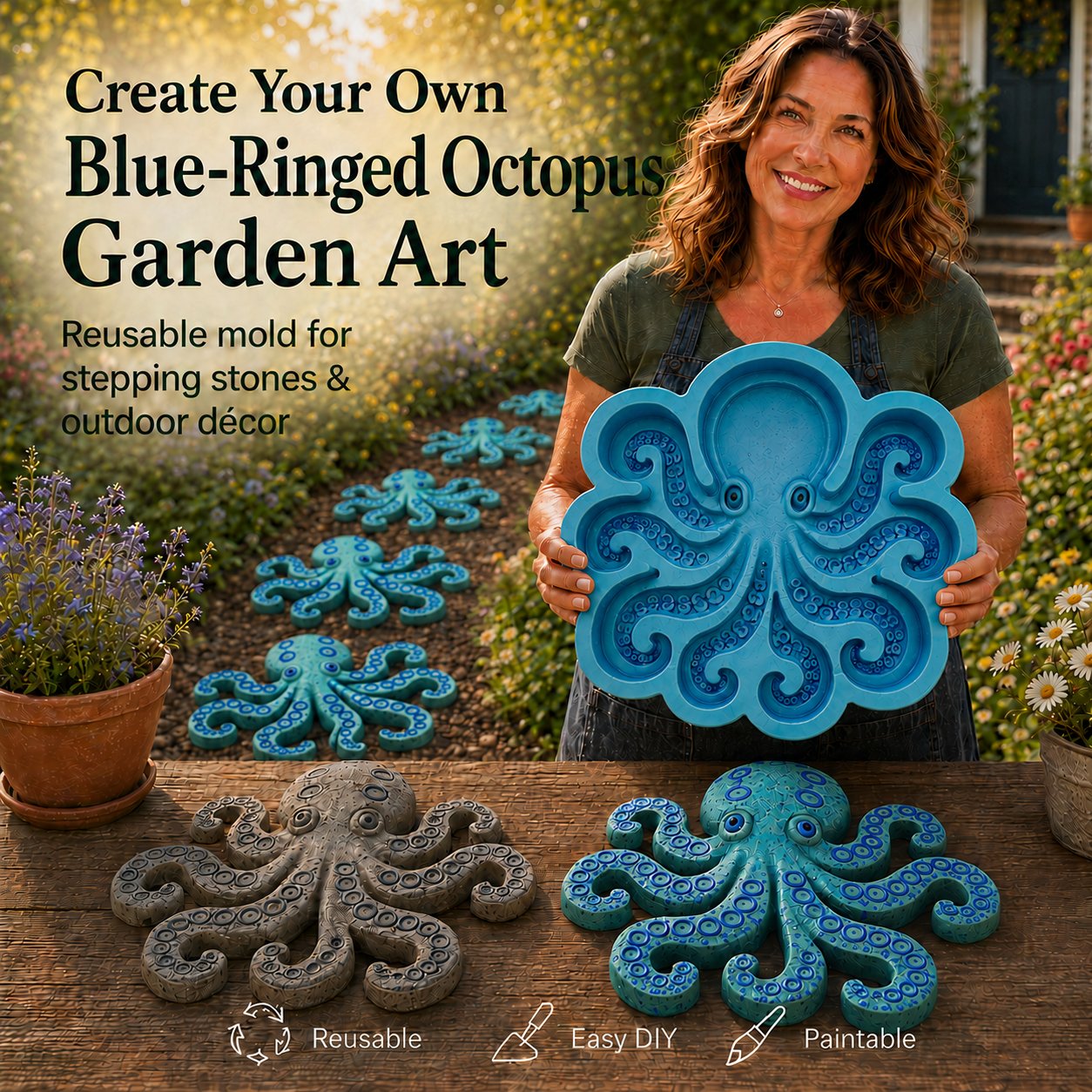 🌊 Reusable Ocean Theme Garden Art Mold – Make Your Garden Truly One of a Kind (📦Buy 2 Free Shipping)
