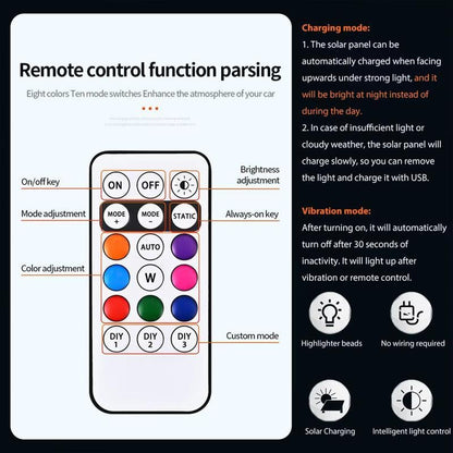 ⚡Hot Sales 🔥Solar Car Roof RGB Strobe Light - Free Remote Control Included