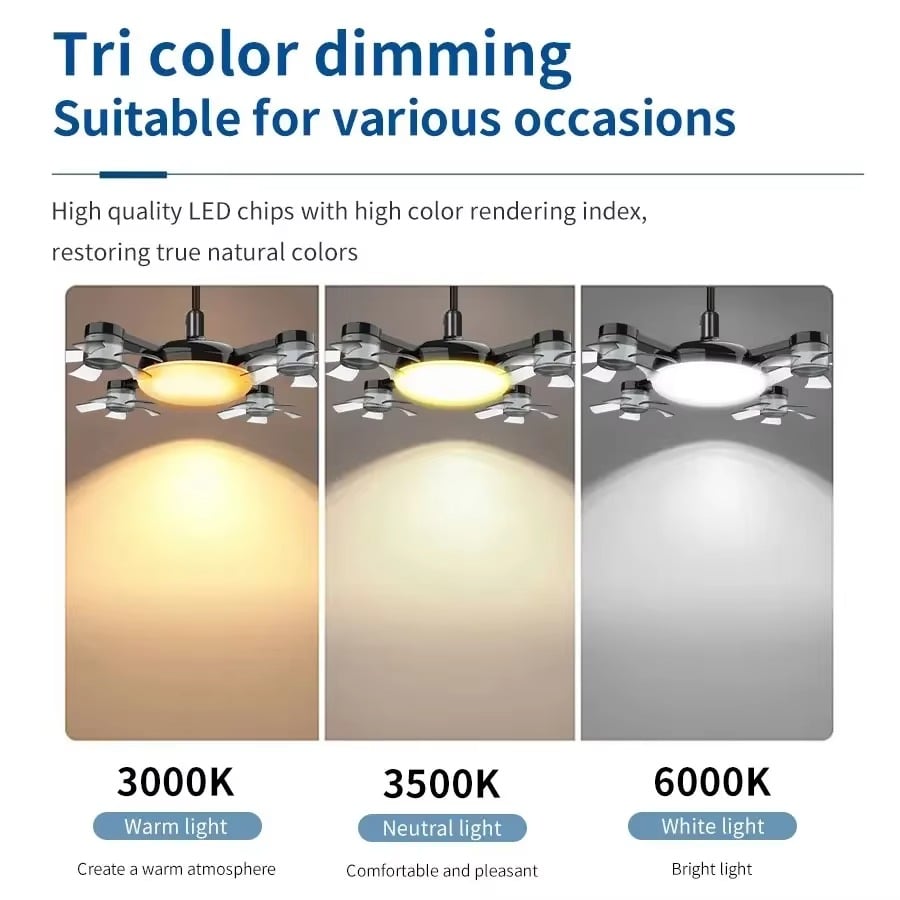 Luz de ventilador de techo LED 2 en 1 con control remoto