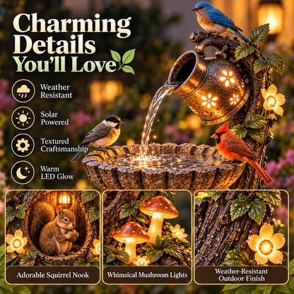 🌿 🐿️Solar Wildlife Garden Fountain – A Peaceful Stop for Birds & Squirrels