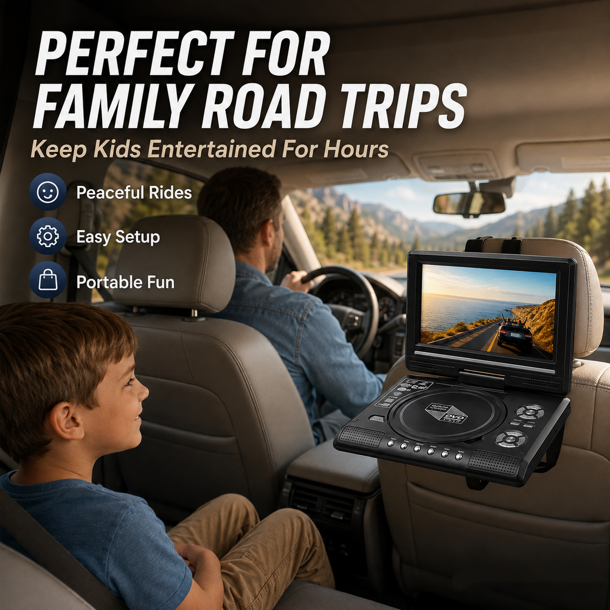 🎁Best Gift for Your Family🎉—📺 7.8' HD Portable DVD/EVD Player – Large Screen, Rechargeable & Compatible with DVD/CD/USB/SD