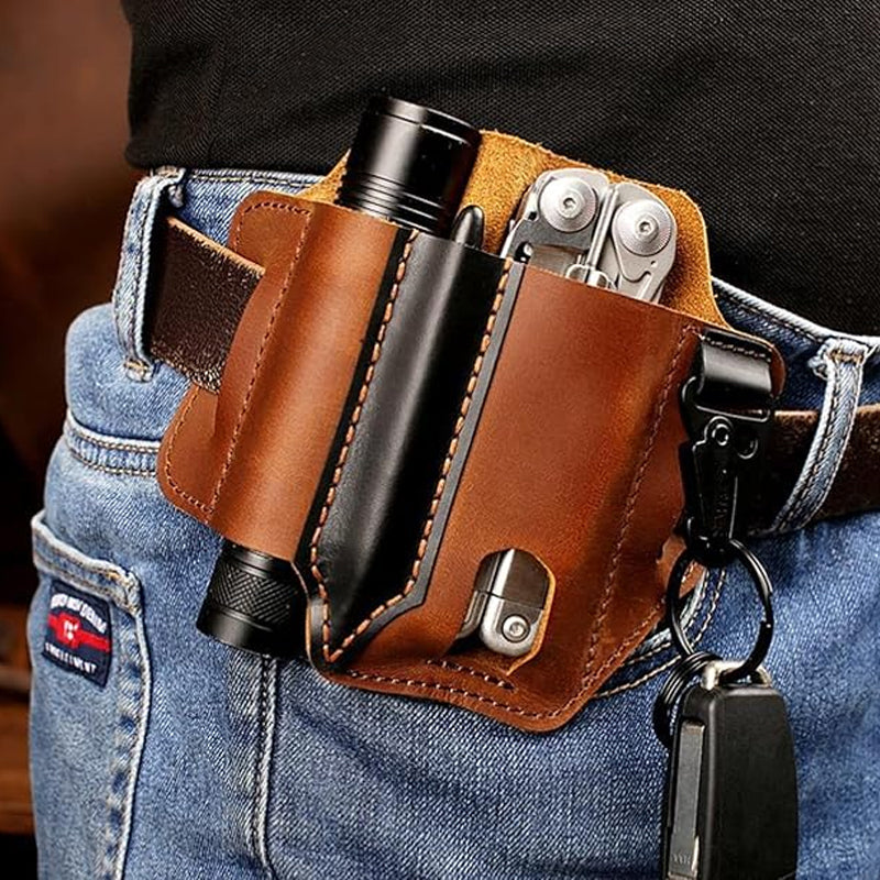 Leather tool belt pouch – multifunctional storage