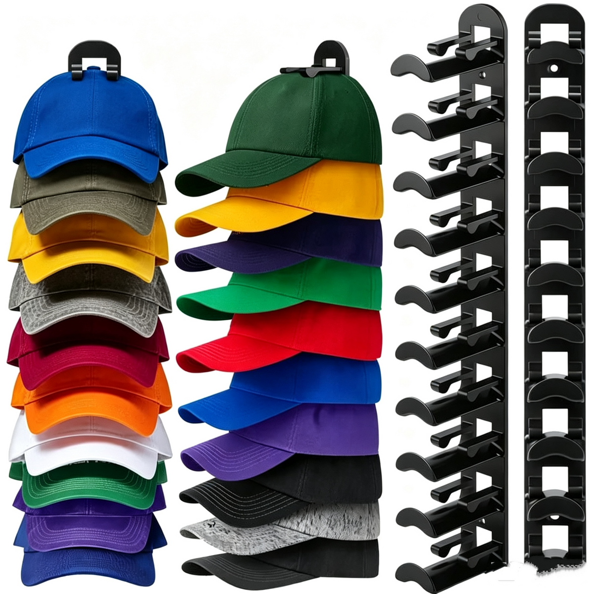 Hat Rack for Wall – Baseball Cap Organizer Holds Up to 20 Hats