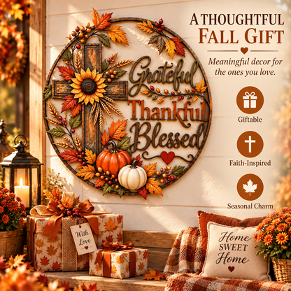 🍂 Grateful • Thankful •  Fall Faith Wall Decor ✝️🌻