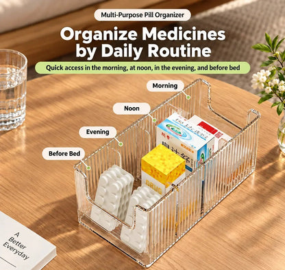🗄️ 50% OFF! Transparent Extendable Storage Organiser – adjustable 24.5–43cm, clear PET walls let you see every item at a glance. Perfect for medicines, supplements & toiletries – no more rummaging! 🏠✨