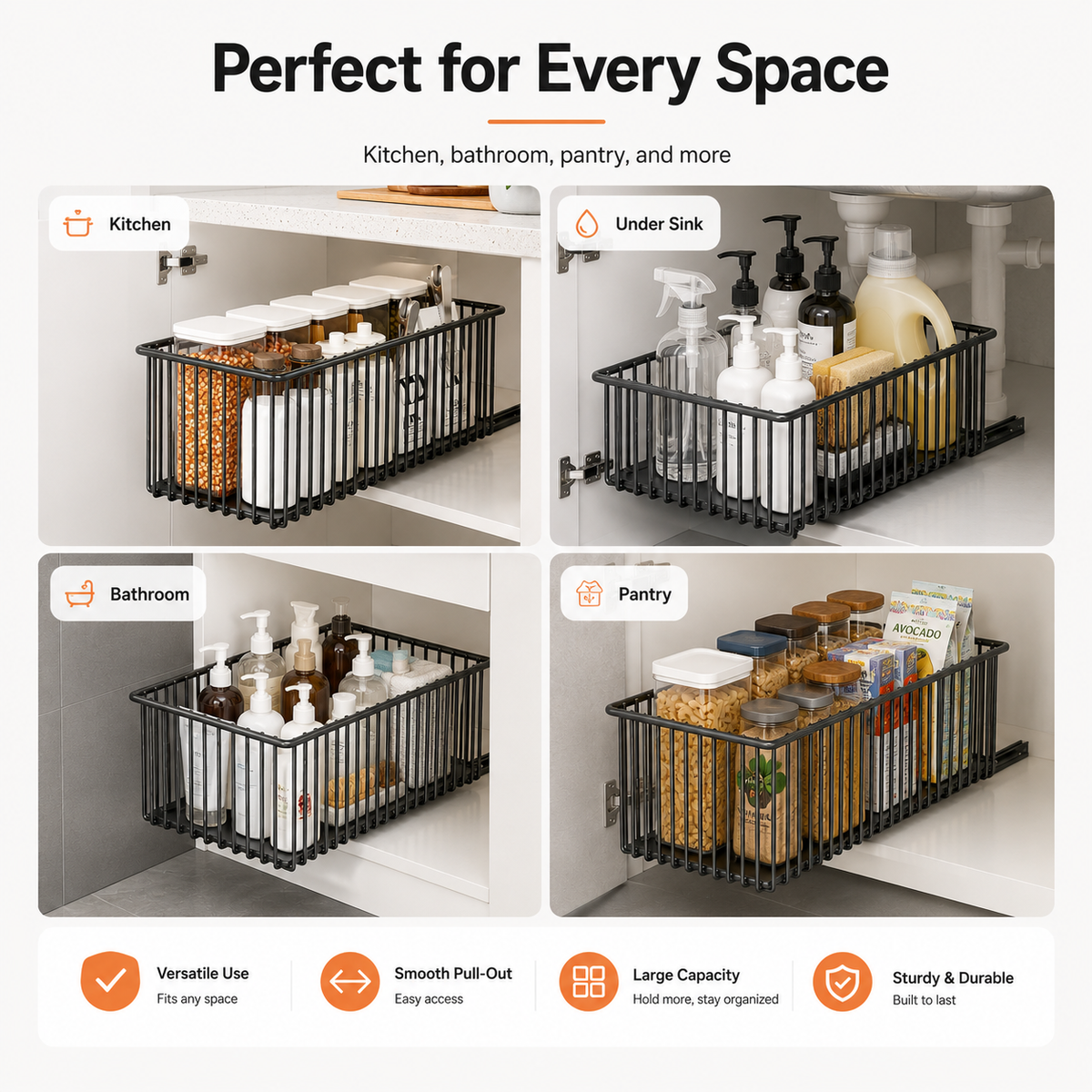 🔥 ⌛ Last Day: 55% OFF! 🛒 Premium Space-Saving Cabinet Storage Basket