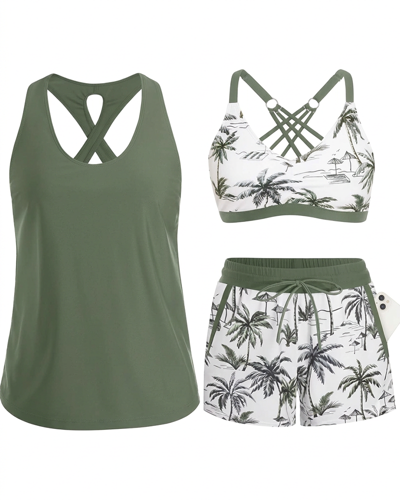 ⏰3 Piece Tankini with Shorts🔥