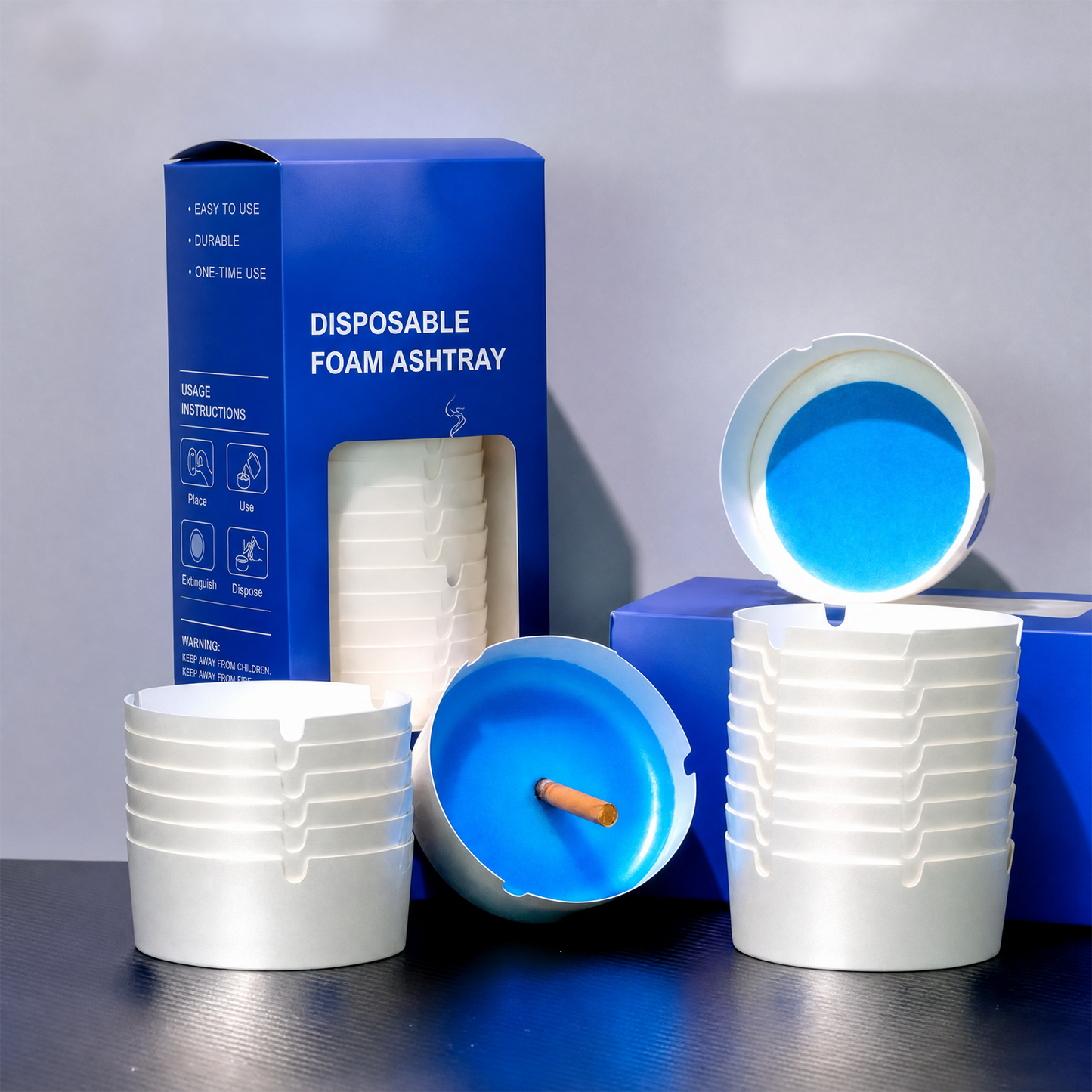 Cenicero Desechable Paquete de 25, Ceniceros Portátiles de Papel Ecológicos con Gel Desodorante sin Humo, para Uso en Interiores y Exteriores, Viajes, Portavasos de Coche, Fiestas y Camping