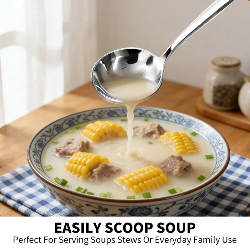 🍲✨ Stainless Steel Soup Spoon Set
