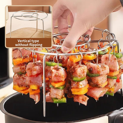 Rejilla para brochetas de freidora de aire con 24 brochetas verticales de acero inoxidable