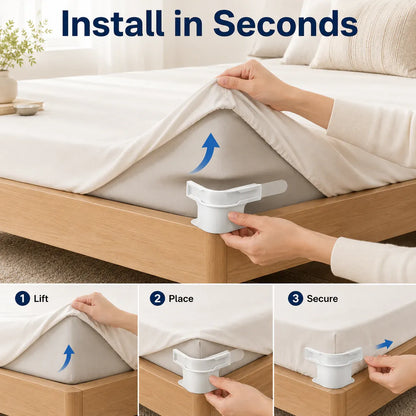 😴Secure Fit Sheet Holders – Wrinkle-Free. Slip-Free Bed