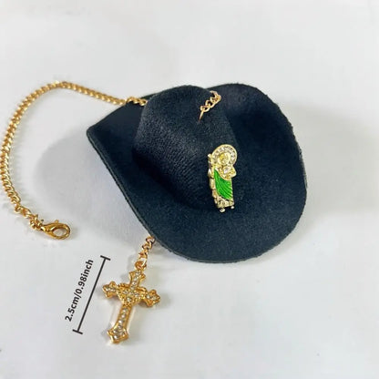 ✝️St. Jude Car Blessing Charm. Handmade Protection Gift Decoration-Black Sombrero Car Ornament Car Trinkets
