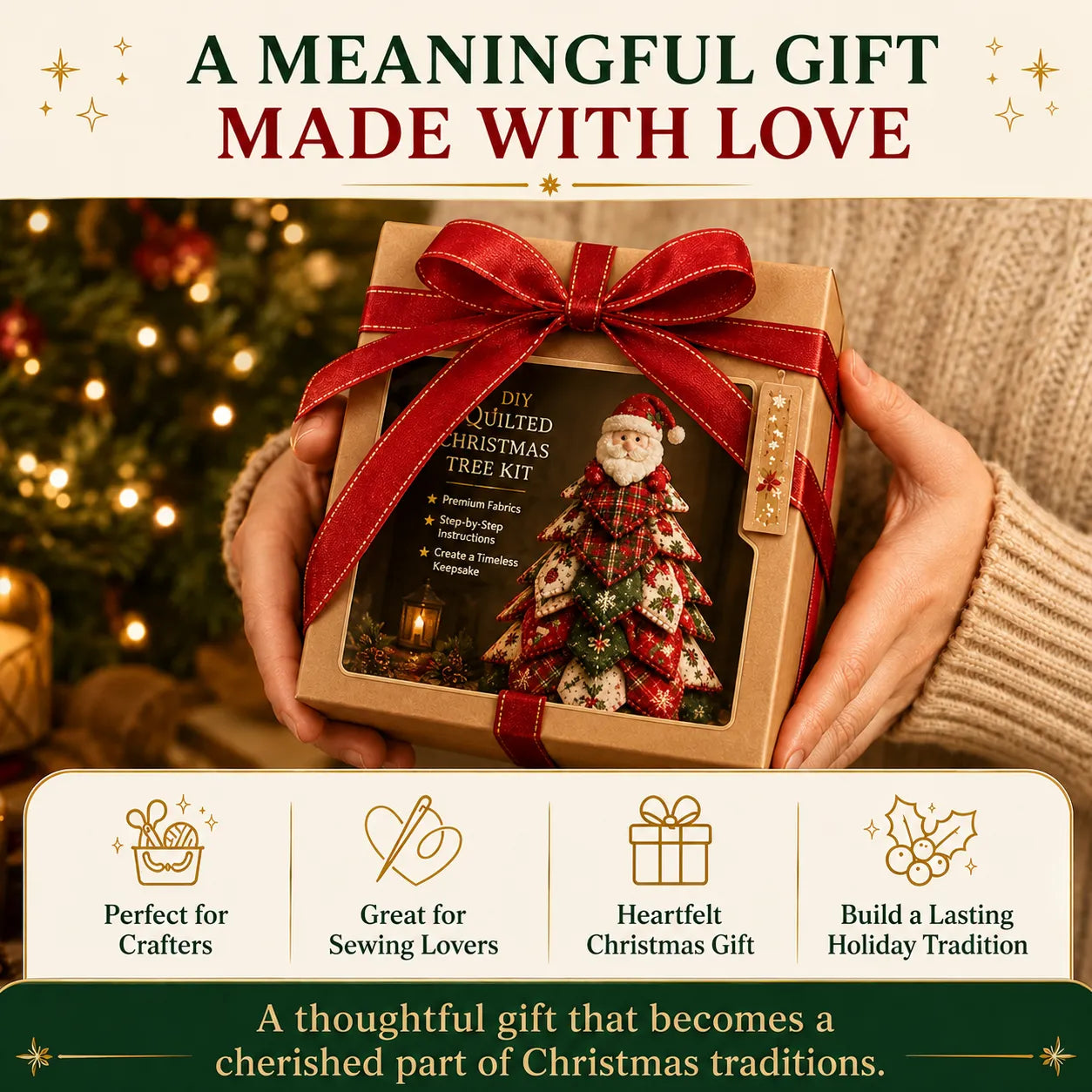 🔥Limited Time Offer 50% OFF - 🎄🧵DIY Quilted Christmas Tree Kit – Handmade Fabric Holiday Tabletop Tree Decor