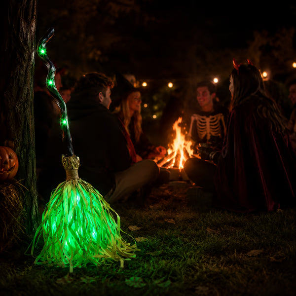 Animated Halloween Witch Broom with Lights, Sound and Motion Decor