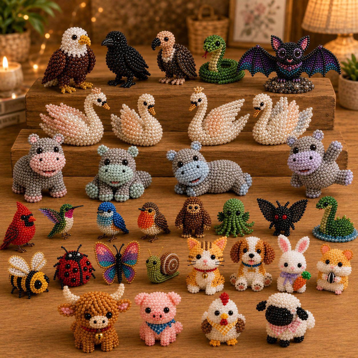 🔥🧵✨ Kit DIY de Animales con Cuentas 3D Pequeños (Producto sin terminar)