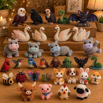 🔥🧵✨ Kit DIY de Animales con Cuentas 3D Pequeños (Producto sin terminar)