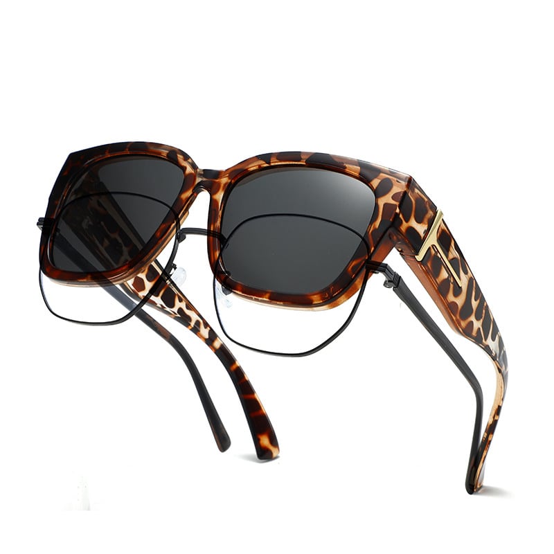 Gafas de sol polarizadas de espejo que se ajustan sobre las gafas para hombres y mujeres para conducir