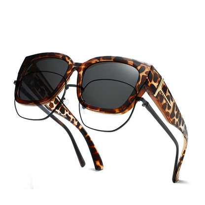 Gafas de sol polarizadas de espejo que se ajustan sobre las gafas para hombres y mujeres para conducir