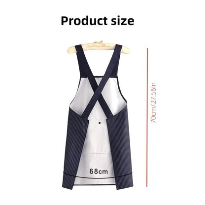 Unisex apron with pockets, featuring a cross-back strap design and including a towel
