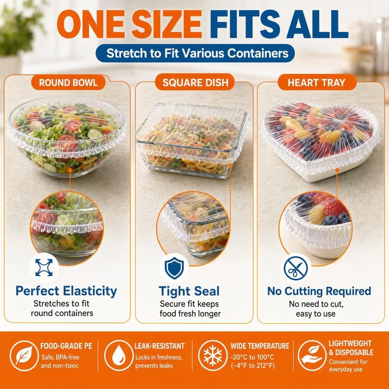🔥LAST DAY SALE 50% OFF-100Pcs Medium Reusable Elastic Plastic Bowl Covers - Kitchen Bread Proofing,