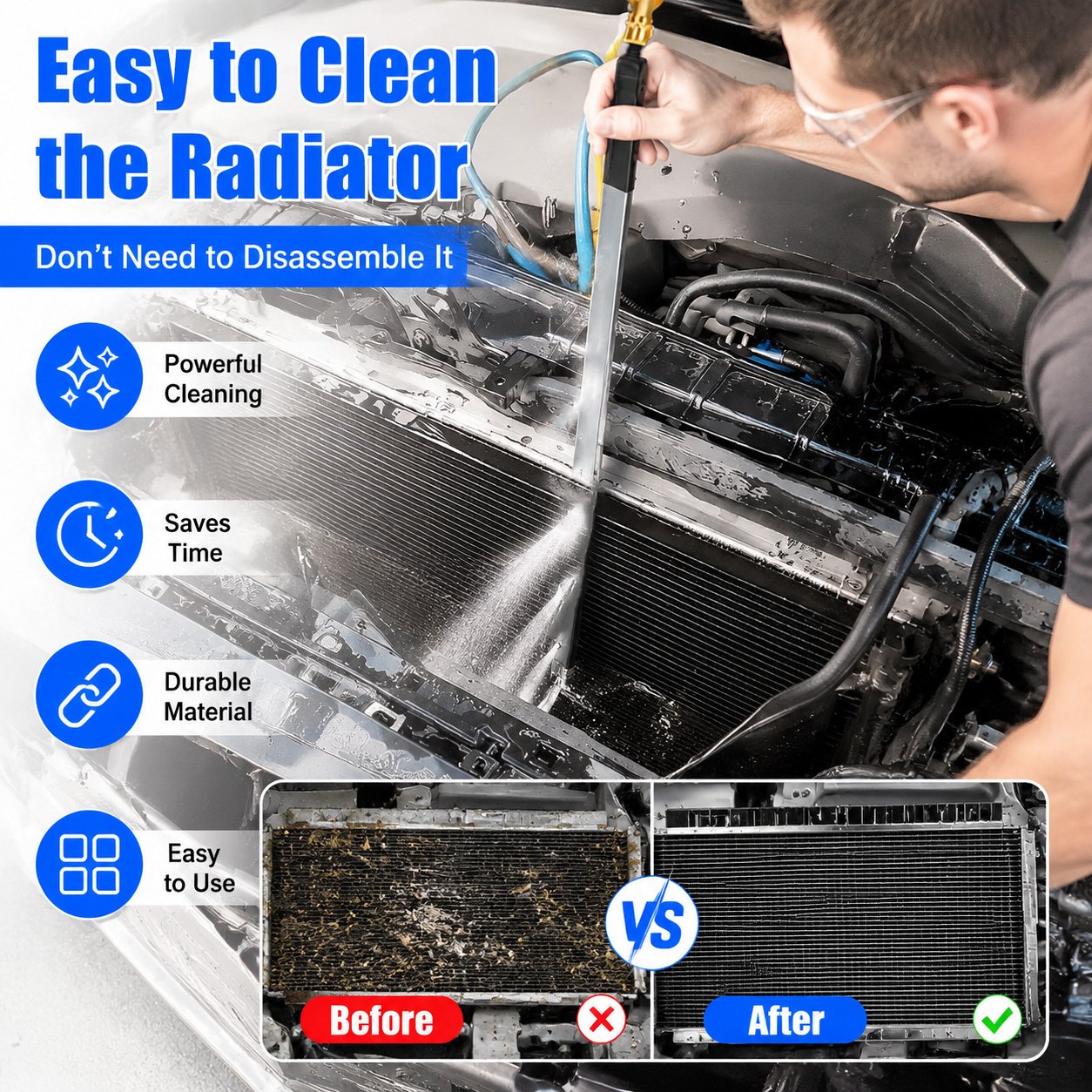 🚗 24-Inch High-Pressure Radiator Cleaning Wand