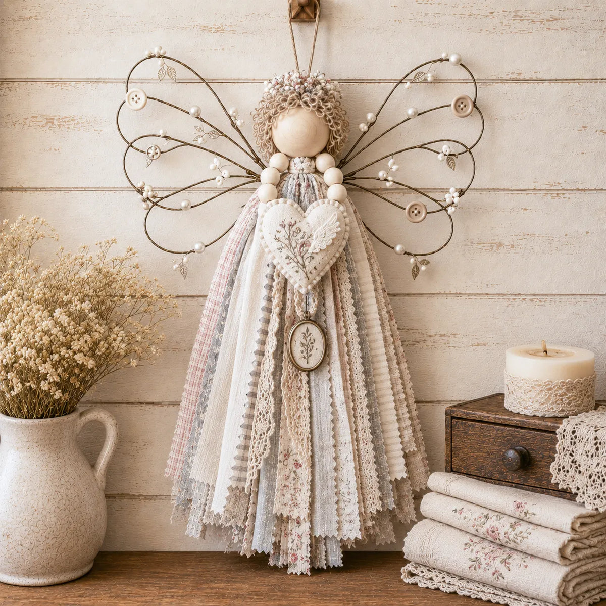 🔥This Week 50% OFF - Angel Fabric Hanging DIY Kit - Stitch a Little Blessing That Stays Forever