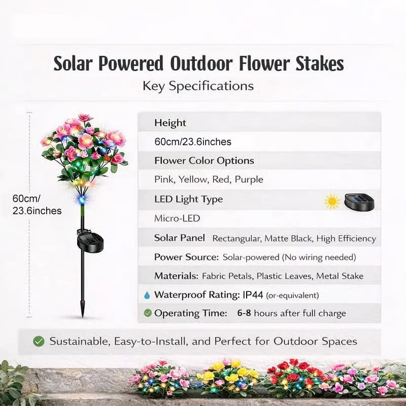 🌸✨Memorial Garden Bloom Lights – Featuring Ultra-Realistic Artificial Petals, Solar-Powered & Weatherproof🏡🌪️