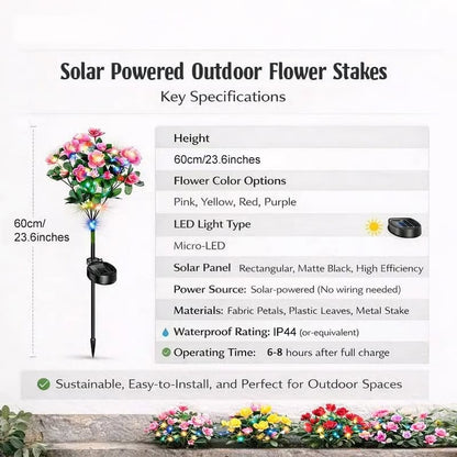 🌸✨Memorial Garden Bloom Lights – Featuring Ultra-Realistic Artificial Petals, Solar-Powered & Weatherproof🏡🌪️