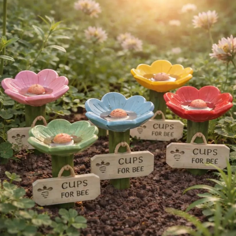 🐝Estación de agua para abejas con forma de flor💧