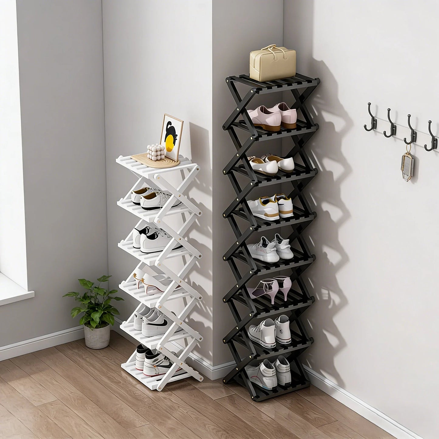 The 9-Tier No-Assembly Bamboo Rack !✨👟